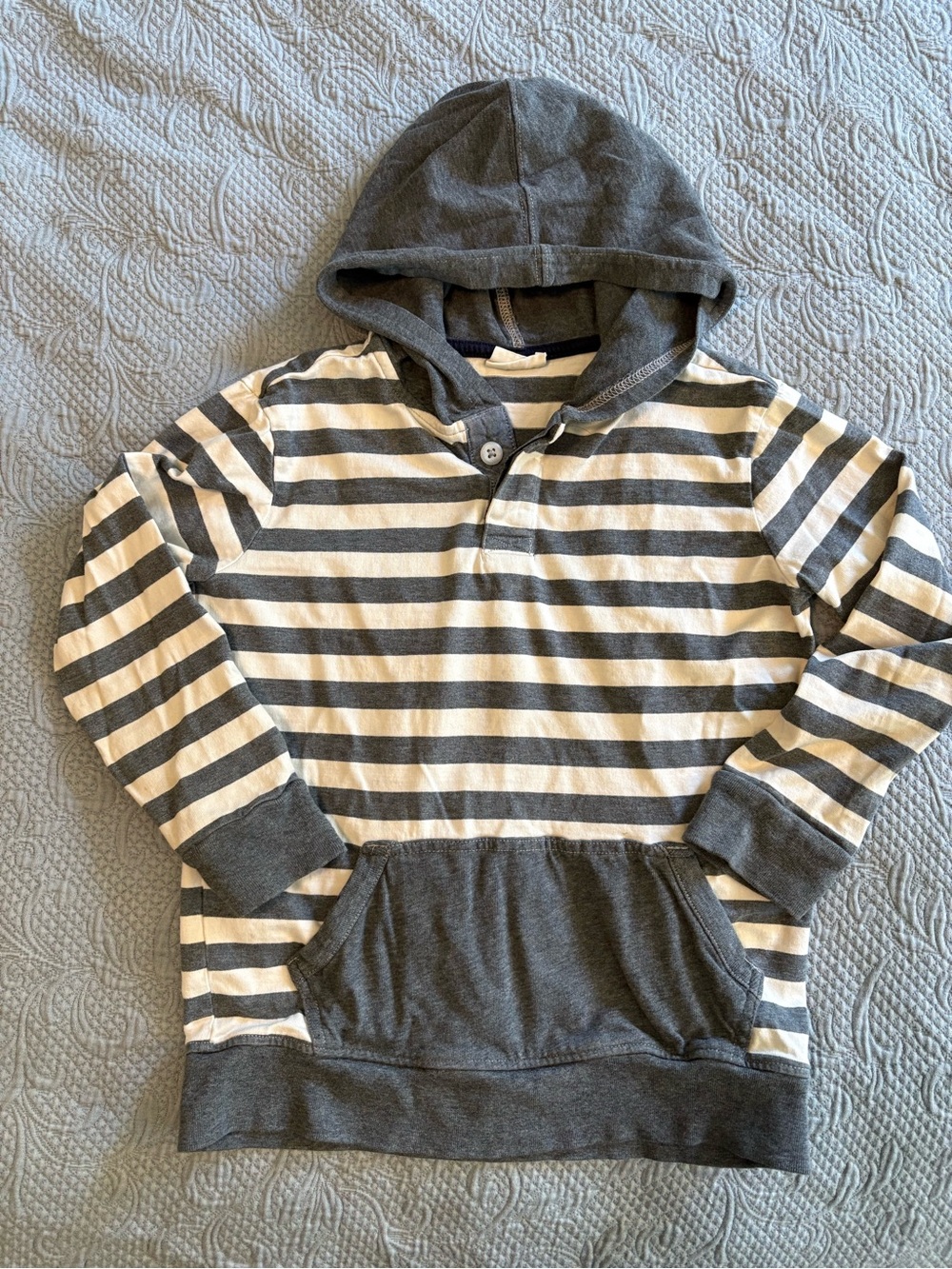 George Gray and Cream Striped Hooded Pullover